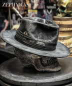 Artisan Skull Hat Handcrafted With Trendy Disk Emblem For Bold Style