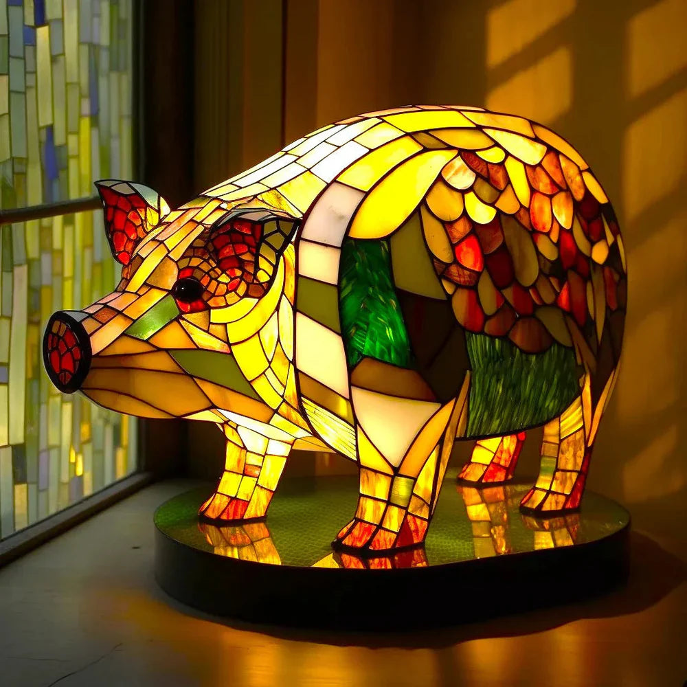 Vitrafauna Buntglas-Motivbeleuchtung mit farbenfroher Illumination