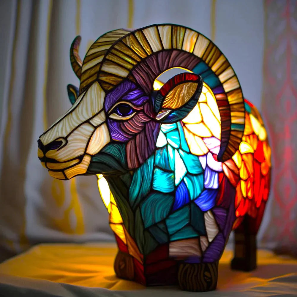 Vitrafauna Buntglas-Motivbeleuchtung mit farbenfroher Illumination