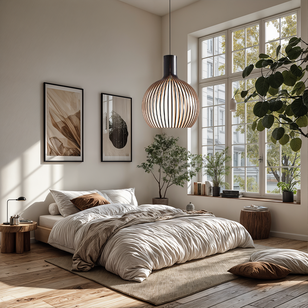FjordLoom Rustic Wood Cage Pendant Light Adjustable Cord