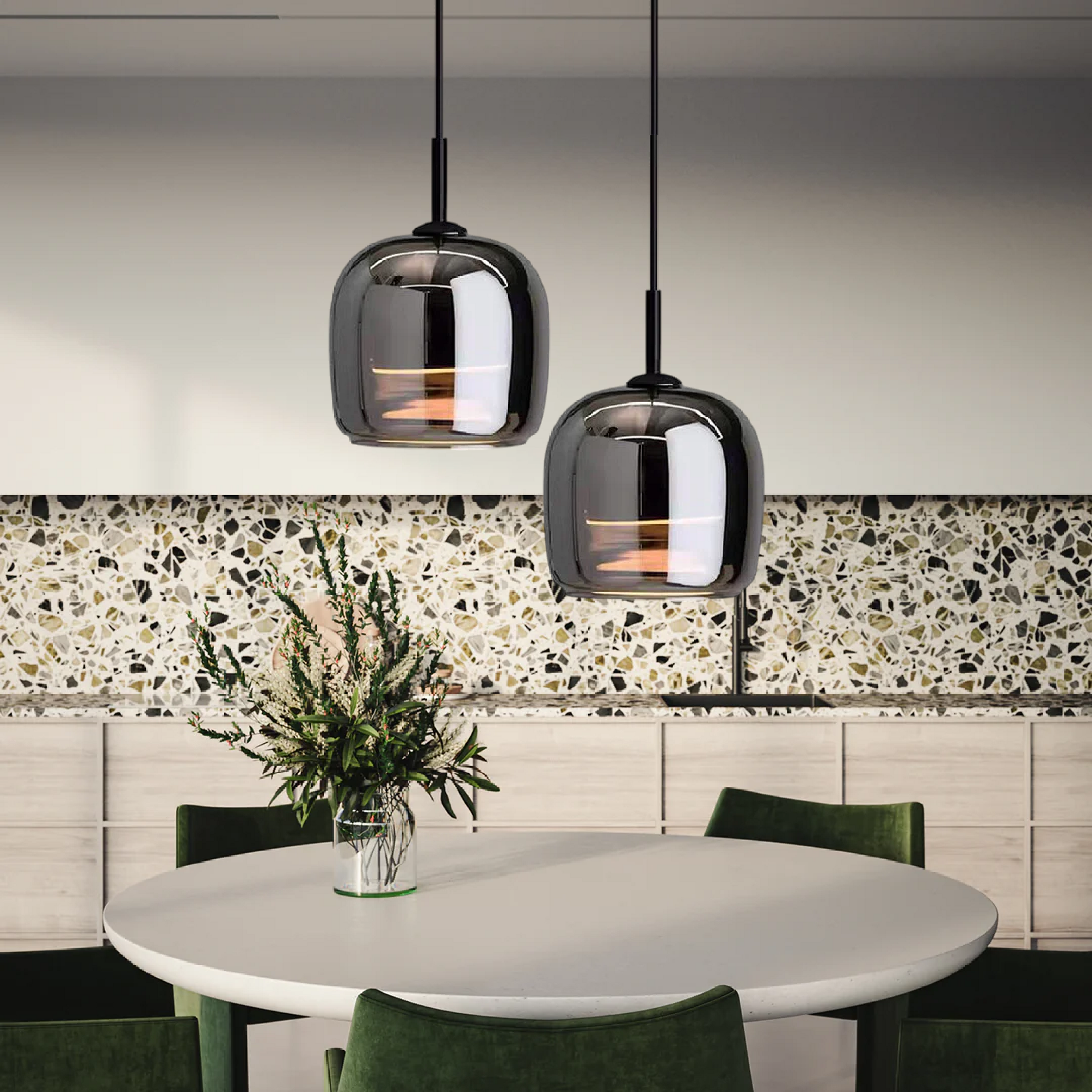 Nordic Black Glass Pendant Light For Kitchen Island