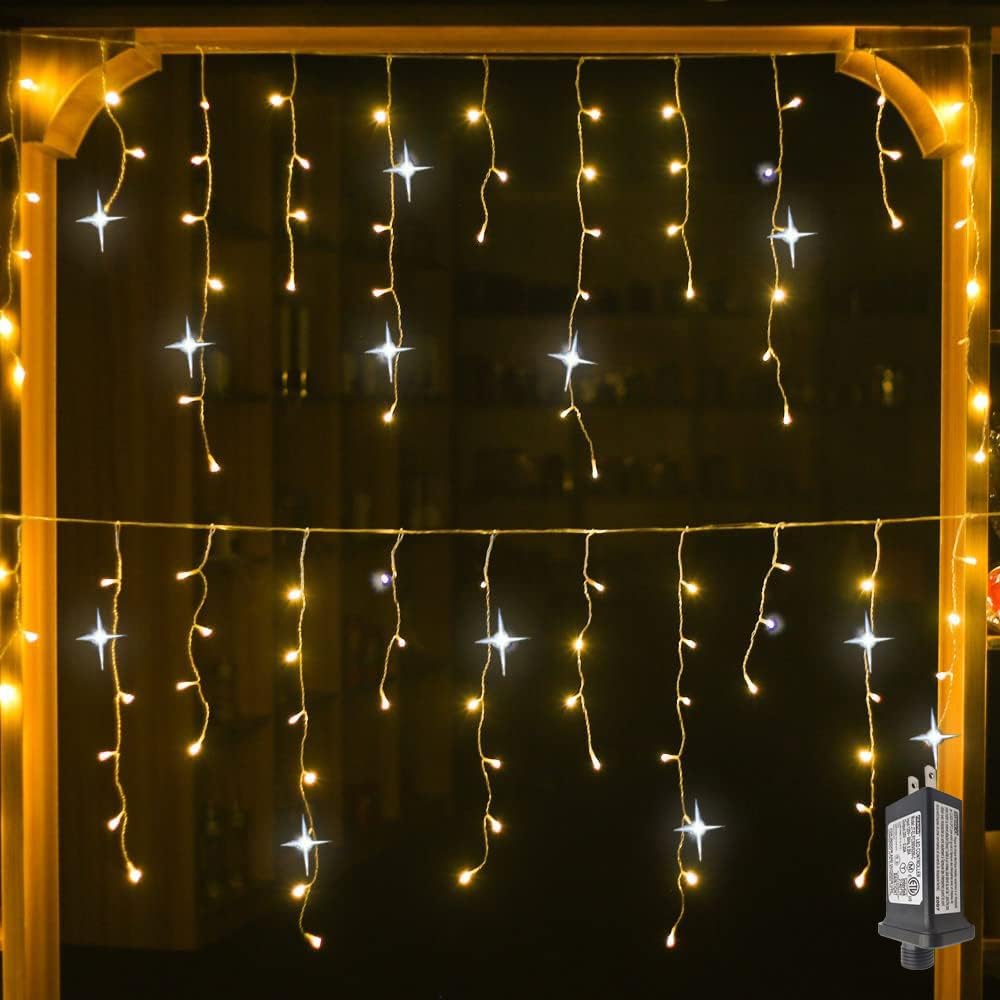 LumaWeave White LED Curtain Lights, 4m Wide By 0.6m Outdoor Decor