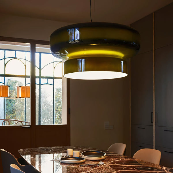 NovaLume modern pendellampa i blåsigt glas med dubbla volymer