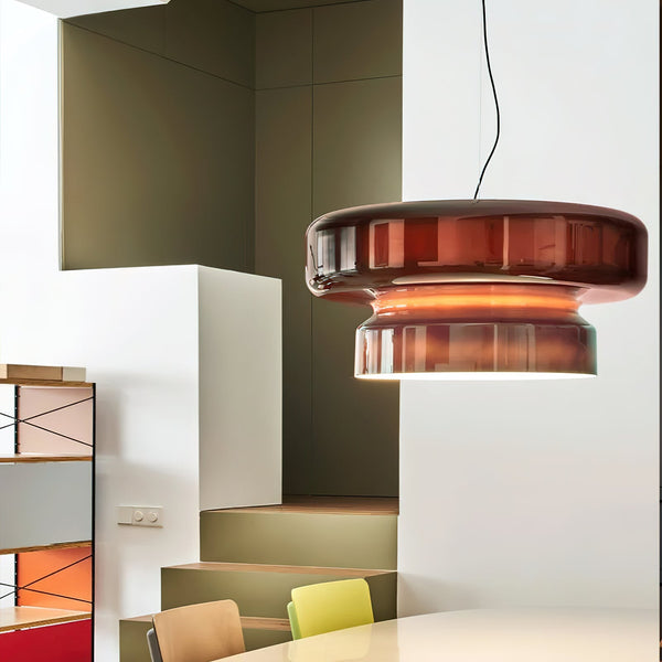 NovaLume modern pendellampa i blåsigt glas med dubbla volymer