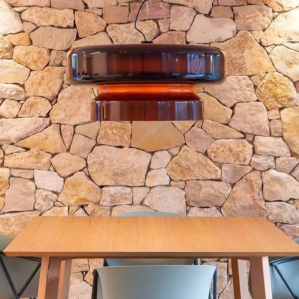 NovaLume modern pendellampa i blåsigt glas med dubbla volymer