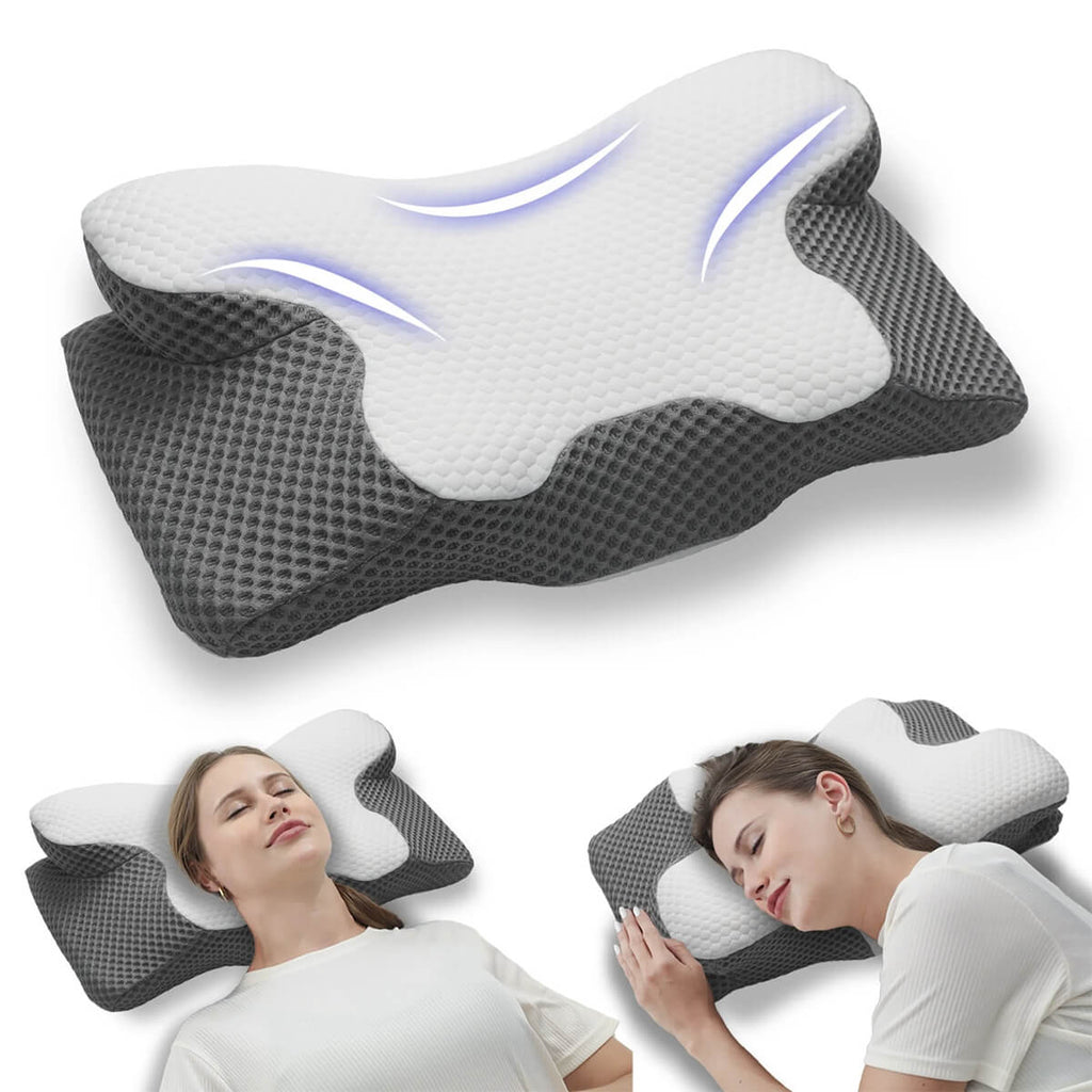 SomniCurve Ergonomic Memory Foam Neck Pillow With Cooling Cover