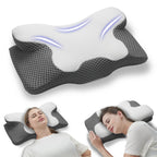 SomniCurve Ergonomic Memory Foam Neck Pillow With Cooling Cover