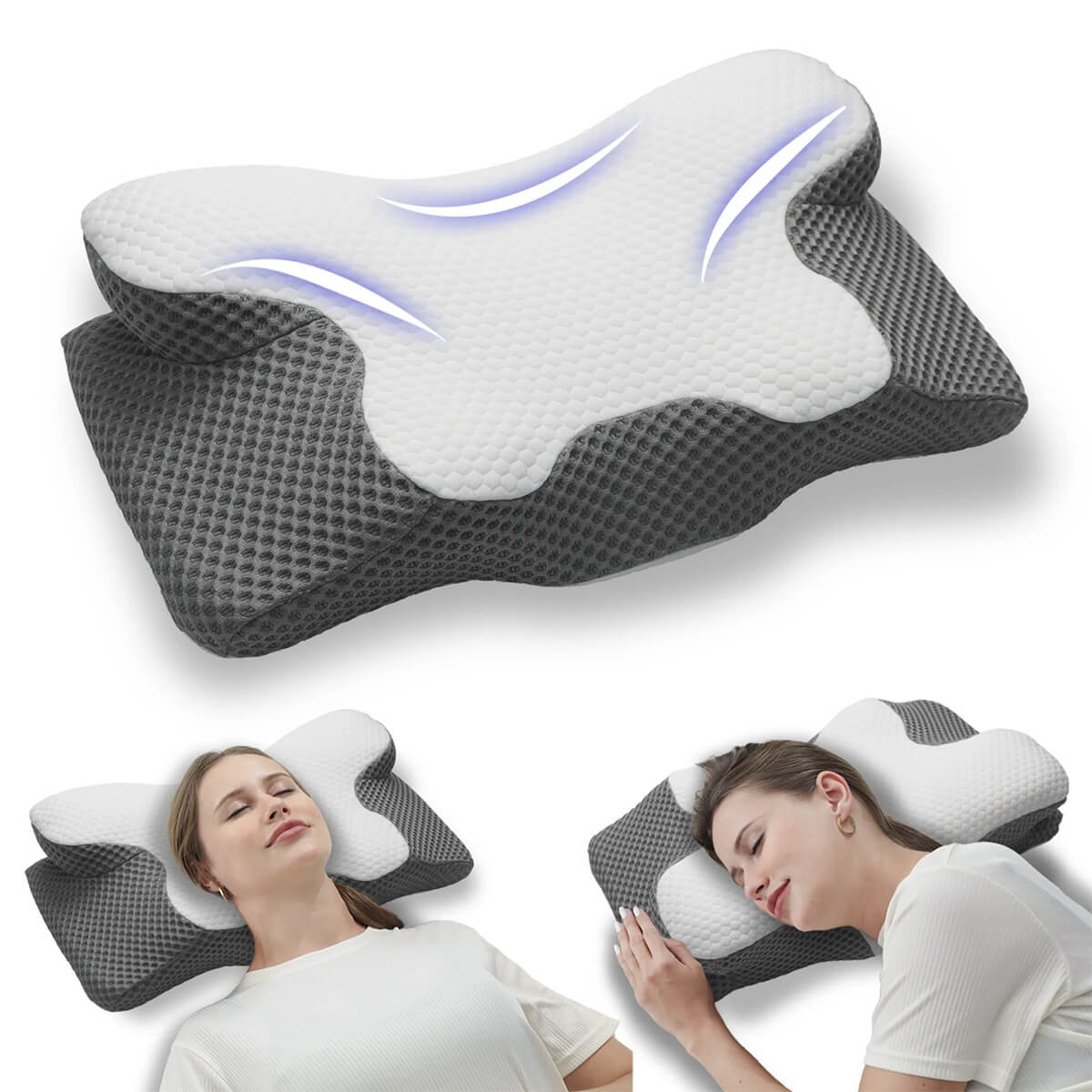SomniCurve Ergonomic Memory Foam Neck Pillow With Cooling Cover