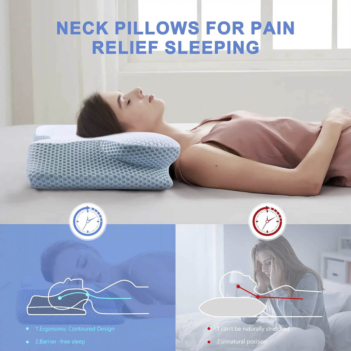 SomniCurve Ergonomic Memory Foam Neck Pillow With Cooling Cover