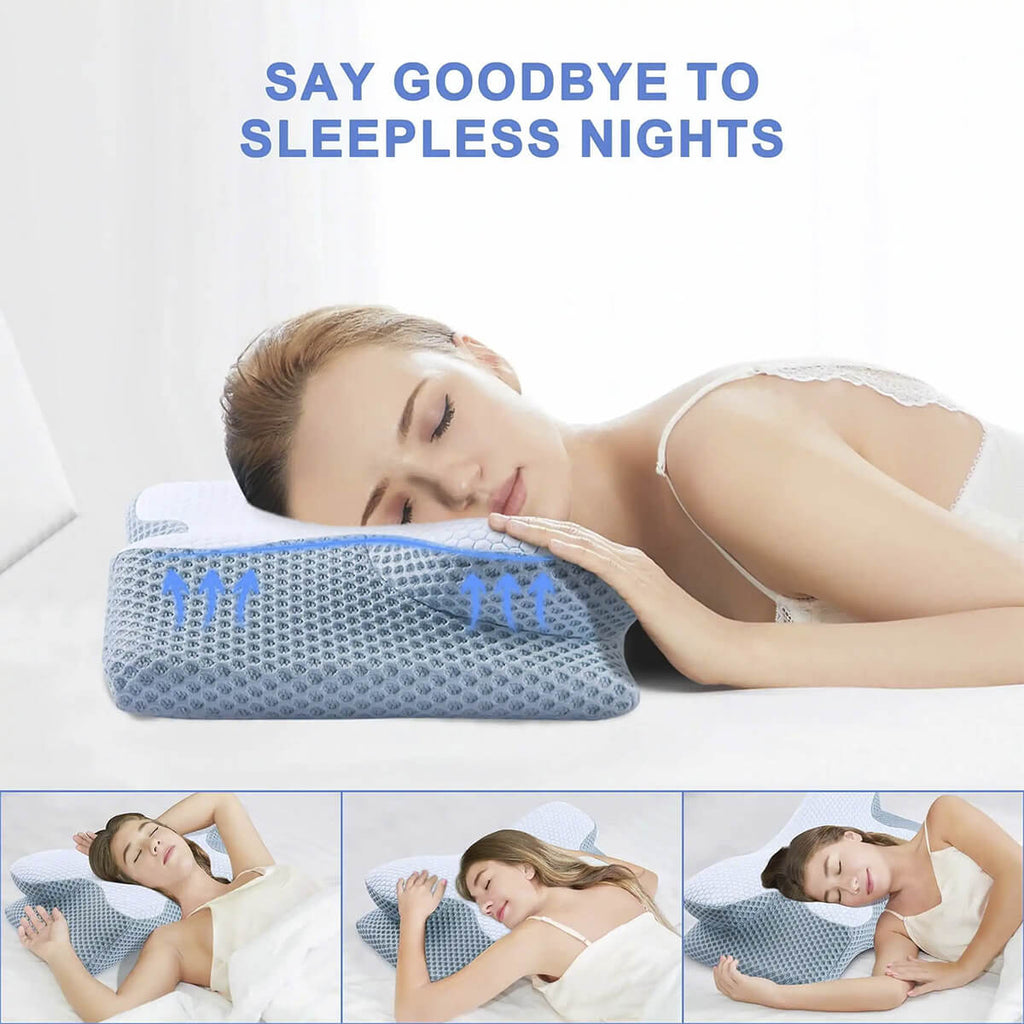 SomniCurve Ergonomic Memory Foam Neck Pillow With Cooling Cover