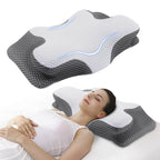 SomniCurve Ergonomic Memory Foam Neck Pillow With Cooling Cover