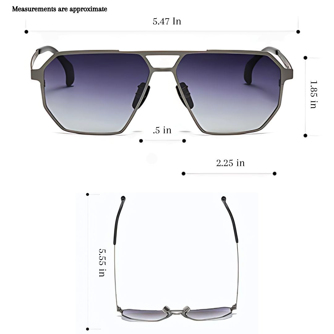 Cermin Mata Hitam Terpolarisasi UV400 LyraForge Gaya Aviator Titanium