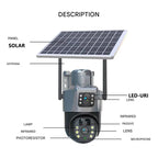 NovaGuard 4K Solar-Drahtlos-Überwachungskamera mit Dualobjektiven, 10-fachem Zoom, 4G oder WLAN