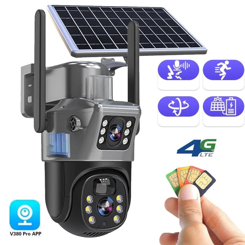 NovaGuard 4K Solar Wireless Surveillance Camera With Dual Lenses, 10X Zoom, 4G Or WiFi