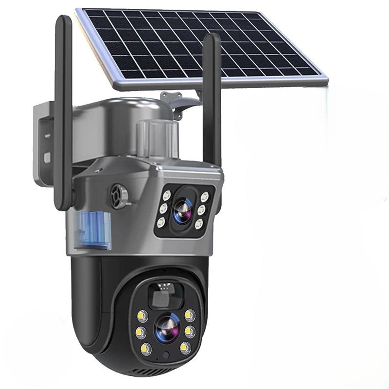 NovaGuard 4K Solar-Drahtlos-Überwachungskamera mit Dualobjektiven, 10-fachem Zoom, 4G oder WLAN
