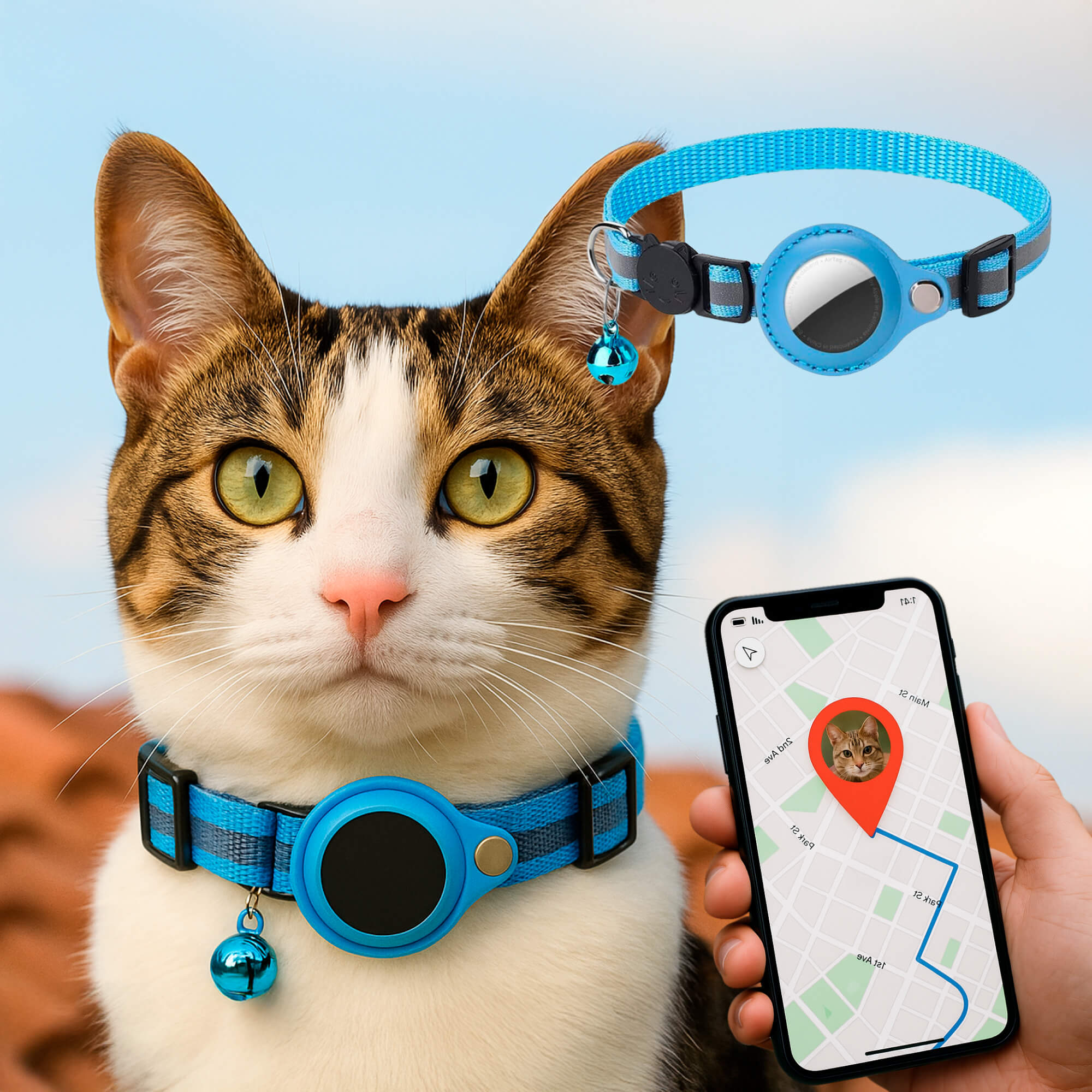 反光快速释放猫用GPS项圈，提升可见性