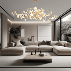 Lunsera Ceramic Petal Chandelier With Frosted Glass Shade