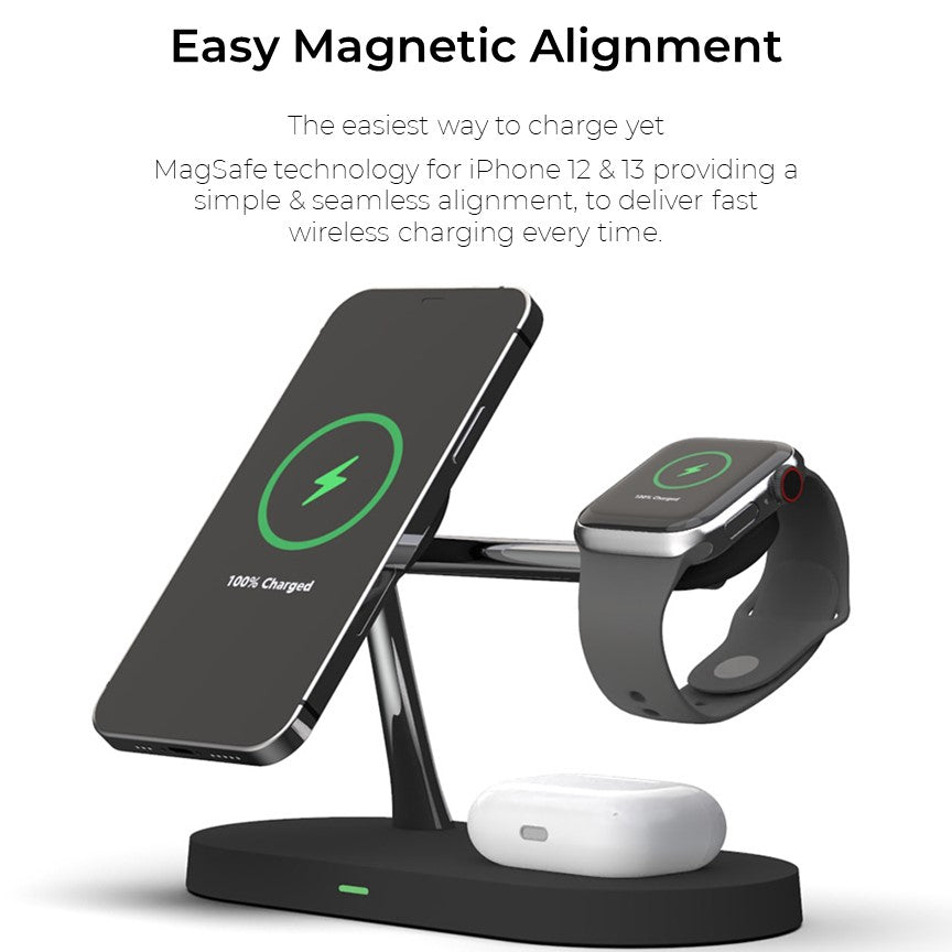 QuattroCharge All In One MagSafe Wireless Charger For iPhone, Apple Watch And Buds