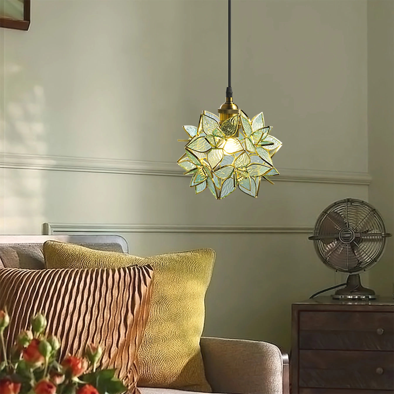 AuroraCapiz Natural Capiz Pendant Light With Handcrafted Finish