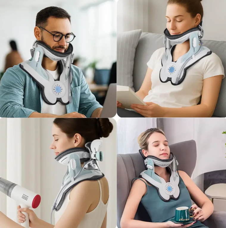 Collar Inflable para Cuello con Sistema de Aire de Ocho Cámaras y Estiramiento Ergonómico de 26 Grados