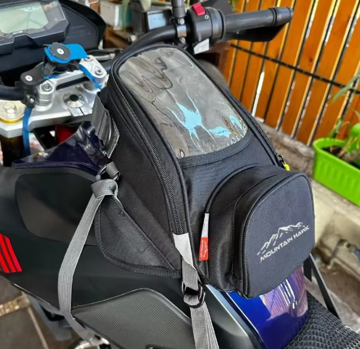 Bolsa para tanque de motocicleta con ventana táctil para navegación y almacenamiento