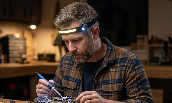 Wide-Angle LED Headlamp – Rechargeable Hands-Free Light