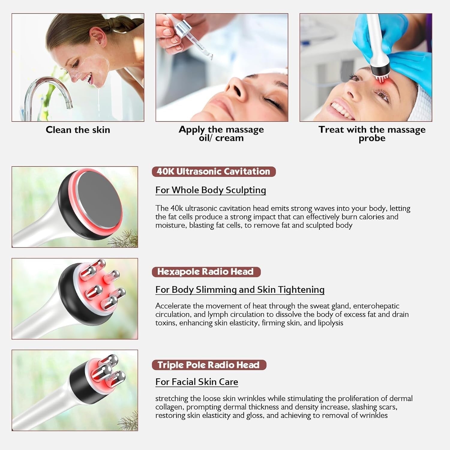 Home Ultrasonic Cavitation And RF Slimming Device For Fat Reduction And Tightening