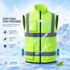 AirFlow Cooling Vest With Rechargeable Fan For Outdoor Work Construction And Travel