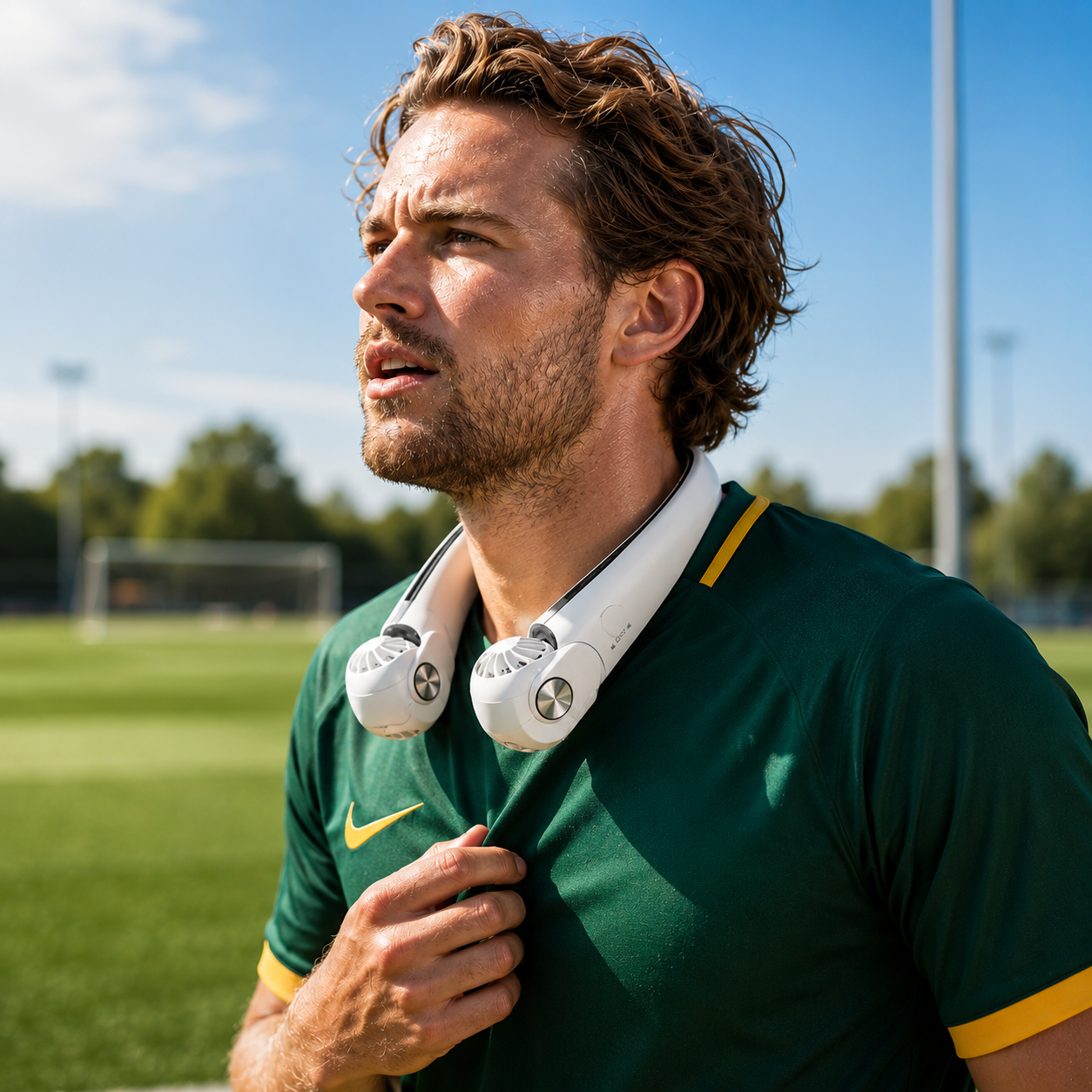 DualFlow nakkefan USB-C genopladelig med dobbelt luftstrøm til rejse, sport og udendørs brug
