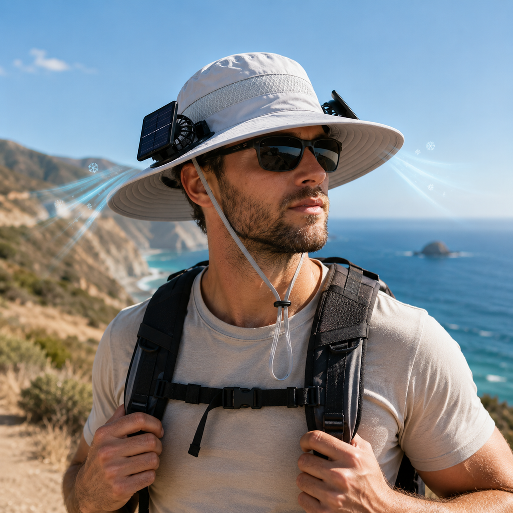 Rechargeable Dual Fan Cooling Hat For Outdoor Hiking Camping And Golf