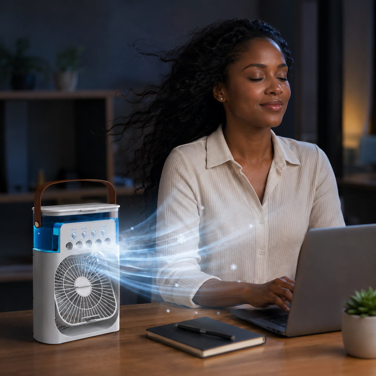 MistDesk Mini Penyejuk Meja Dengan Humidifier Boleh Cas Semula USB