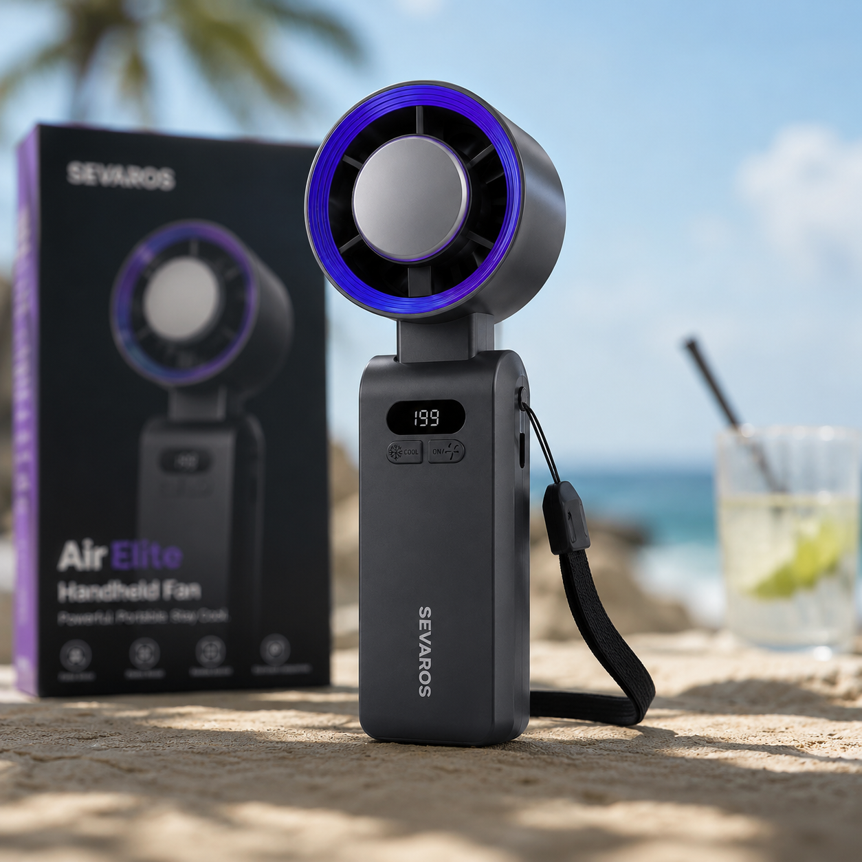 Genopladelig USB-C håndholdt ventilator til rejse, udendørs, kontor og fitnesscenter