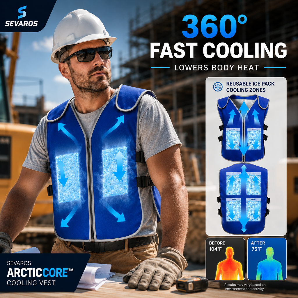 Chladicí vesta ArcticCore s ledovými vložkami, nastavitelná pro práci venku a sportování