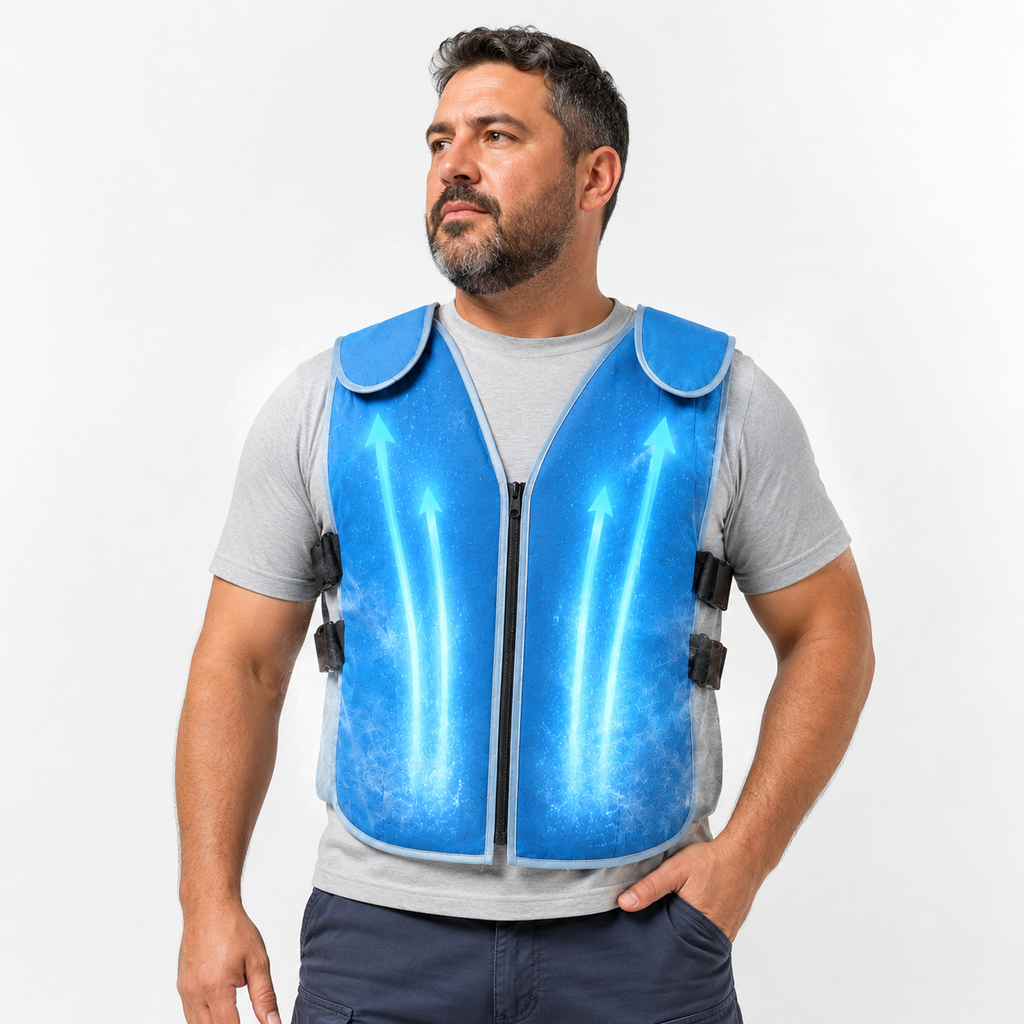 Chladicí vesta ArcticCore s ledovými vložkami, nastavitelná pro práci venku a sportování