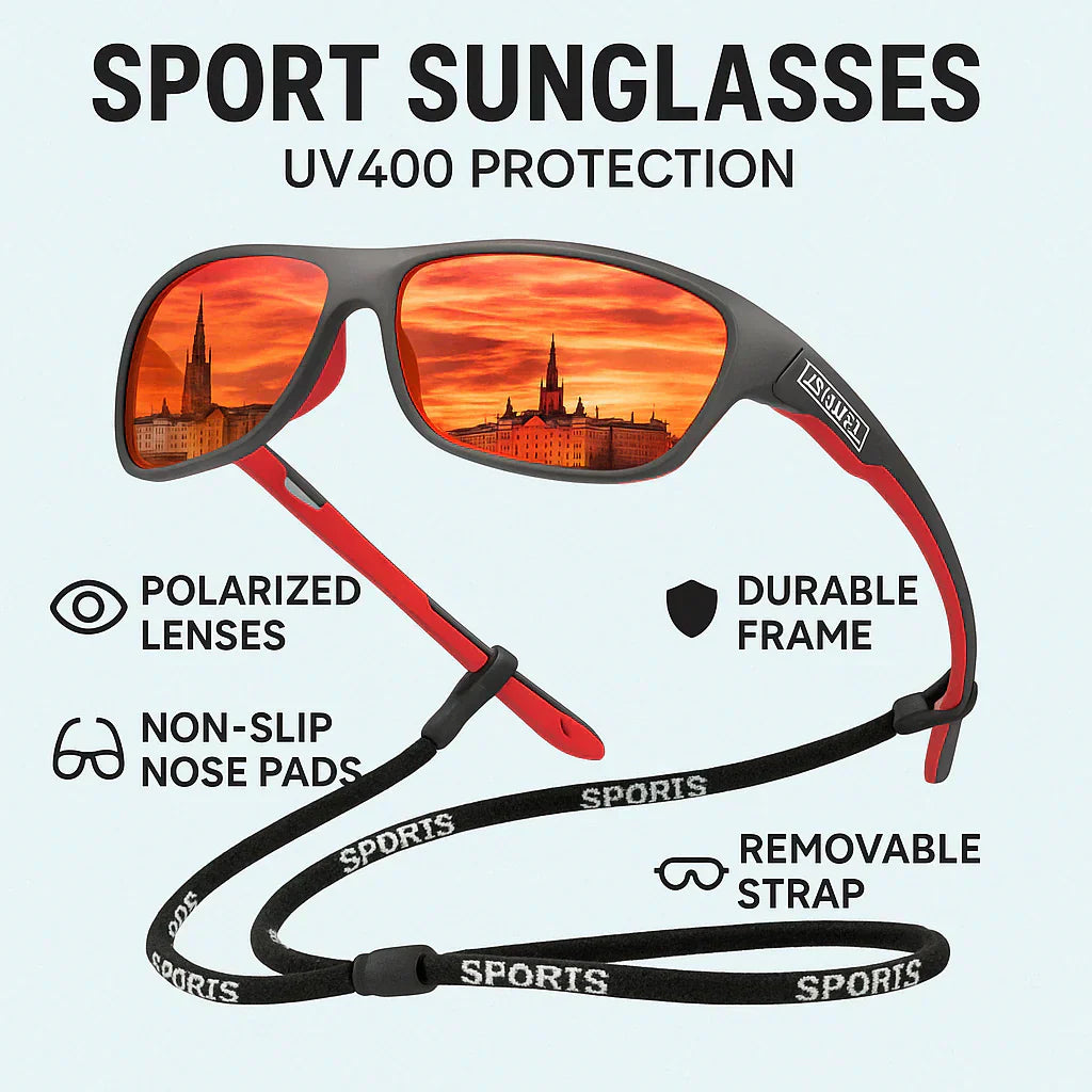 Men's UV400 Polarised Wrap Sunglasses Ideal For Cycling And Running