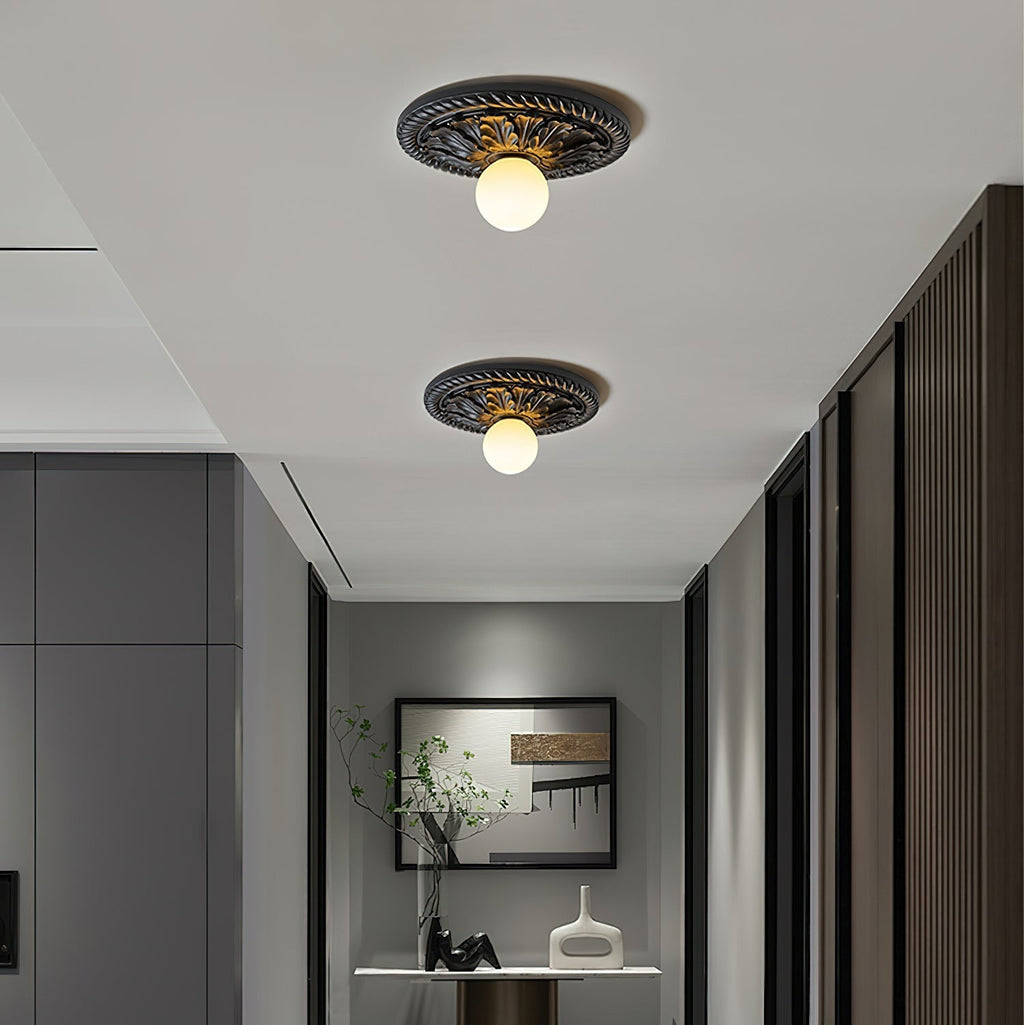 Aurelia Opal Globe Ceiling Light In Vintage Farmhouse Style