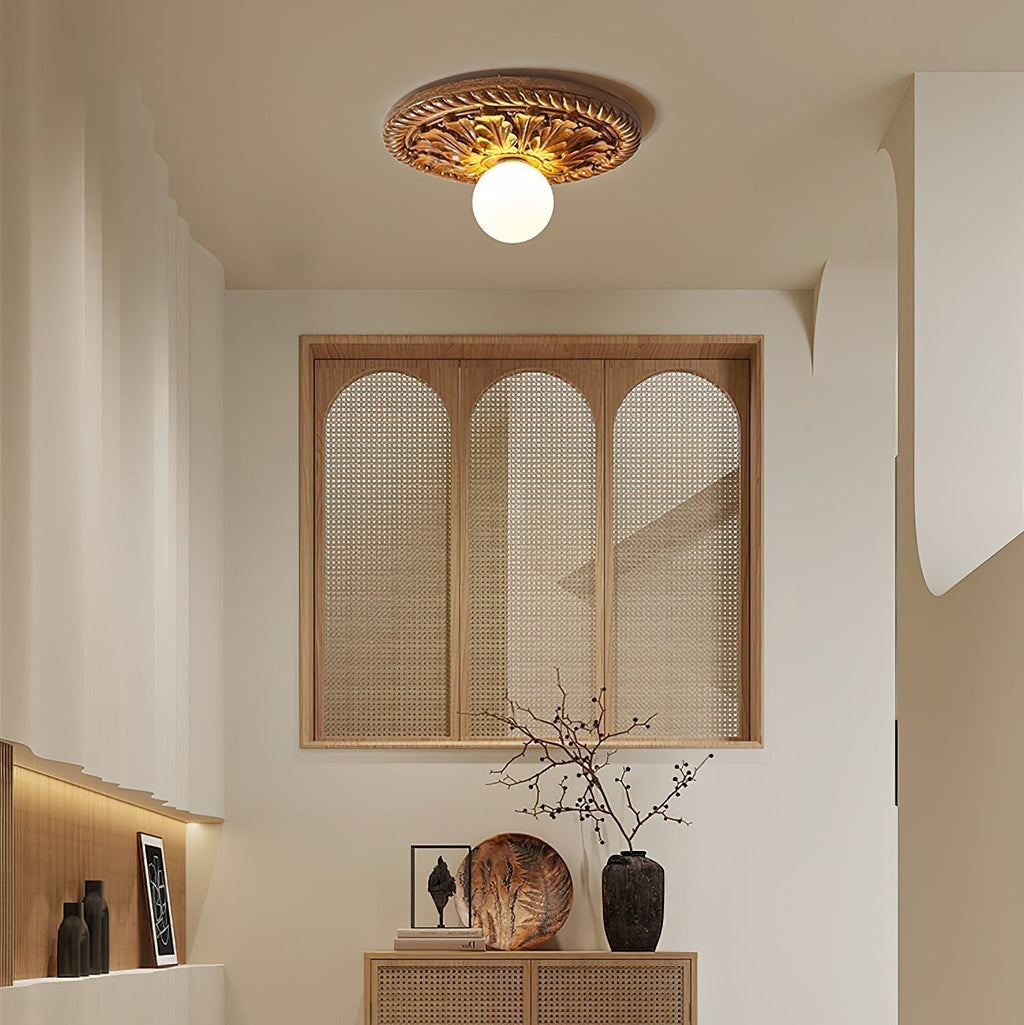 Aurelia Opal Globe Ceiling Light In Vintage Farmhouse Style