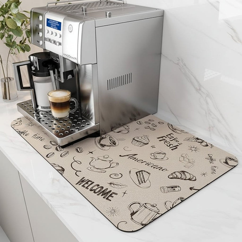 Superabsorberende kaffebarmåtte med pletfri, hurtig tørring og nem rengøring