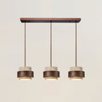 Aurelian závěsné světlo z travertinu s páskem z ořechového dřeva