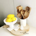 Conjunto de 9 Peças de Utensílios de Cozinha em Teca Natural
