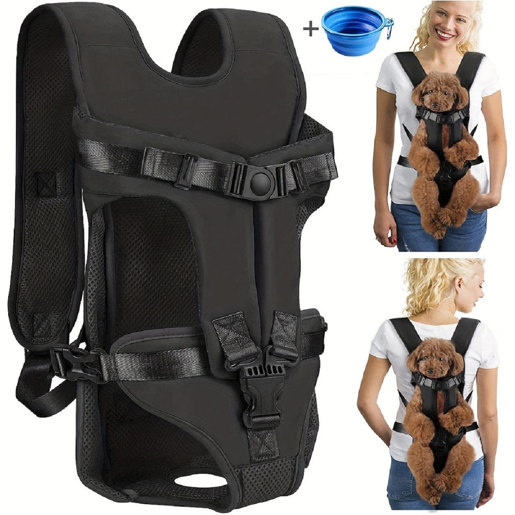 Borsa porta cane LumaTrail con vista frontale per avventure all'aperto