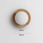 Aurelo hvidt træ væglampe med glasaccentfinish