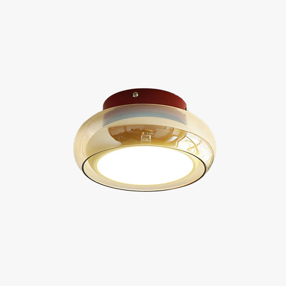 Lampu Siling Flush Kaca Vintage LumaNova Dalam Jalur Cognac