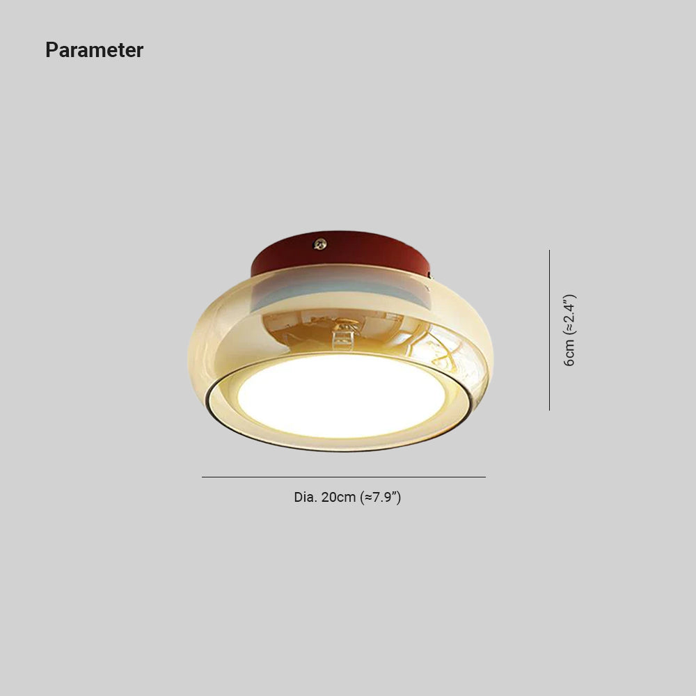 Lampu Siling Flush Kaca Vintage LumaNova Dalam Jalur Cognac
