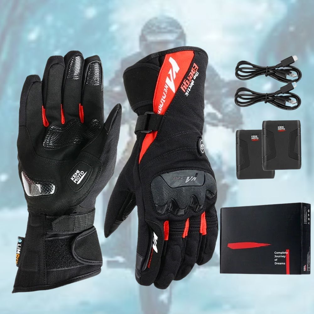 Guanti da Moto Riscaldati VeloWarm Ricaricabili via USB per Gite al Freddo