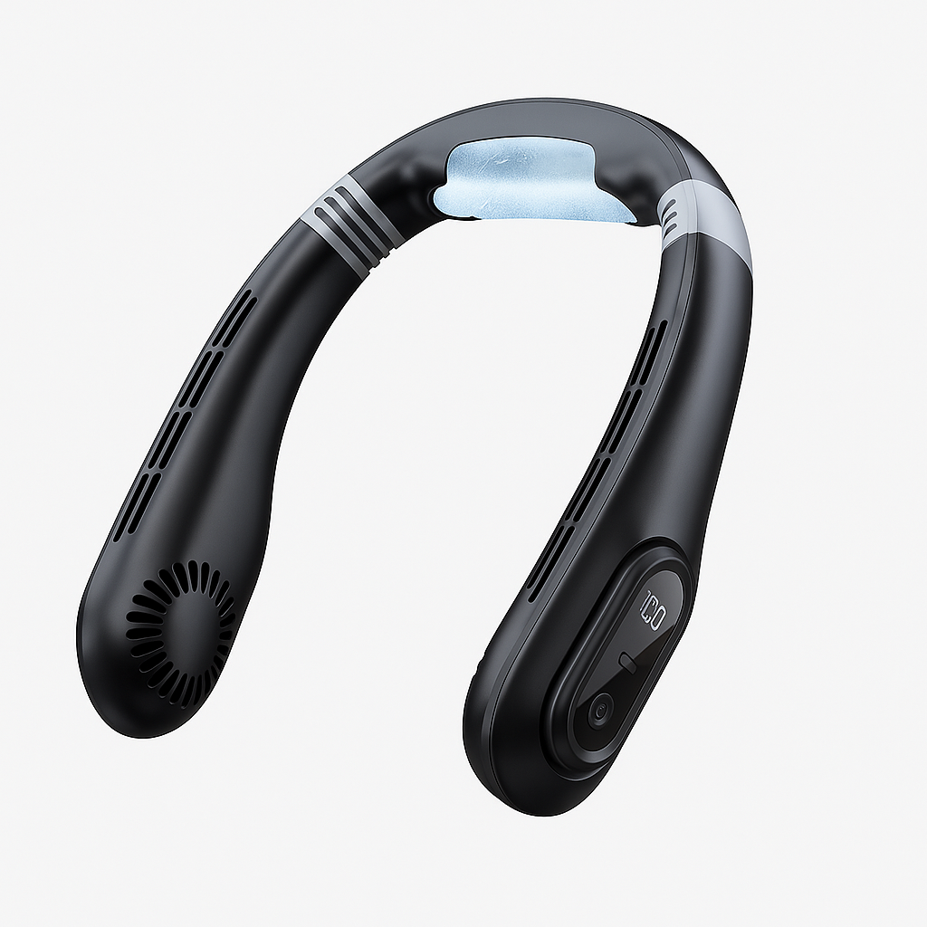 Ventilateur portable à porter autour du cou avec affichage numérique pour une utilisation en extérieur