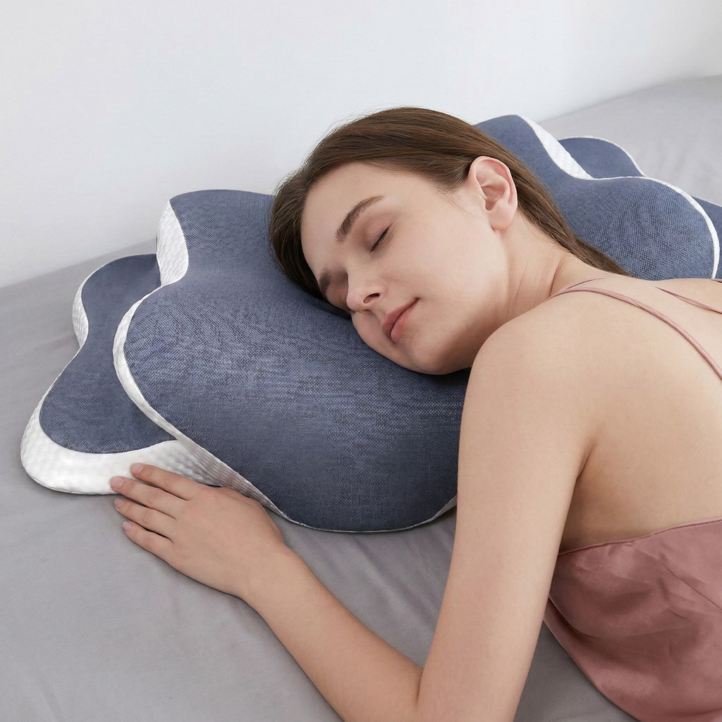 Formet memoryskum ergonomisk nakkepude til lindring af nakkesmerter