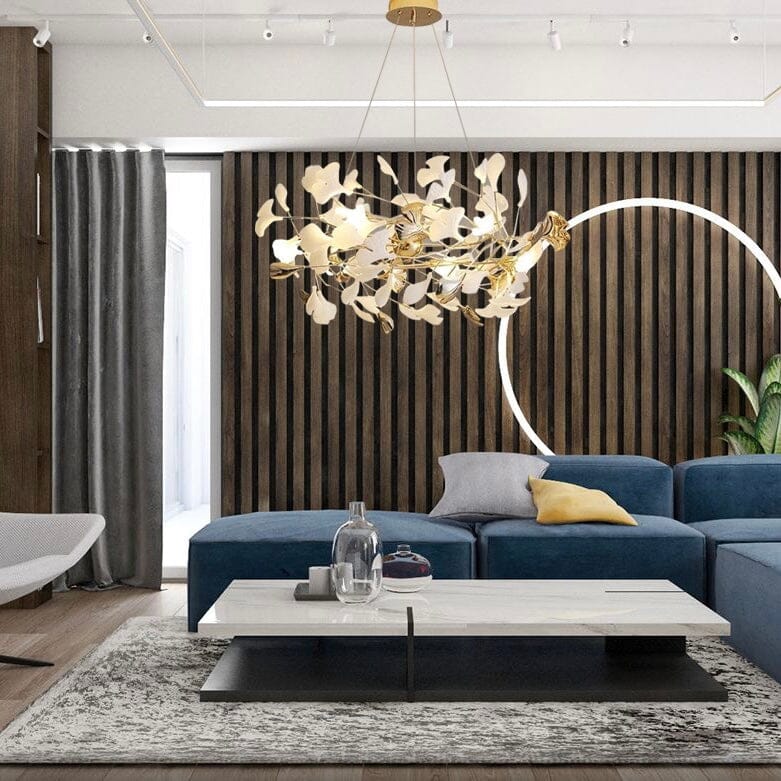 Lunsera Ceramic Petal Chandelier With Frosted Glass Shade