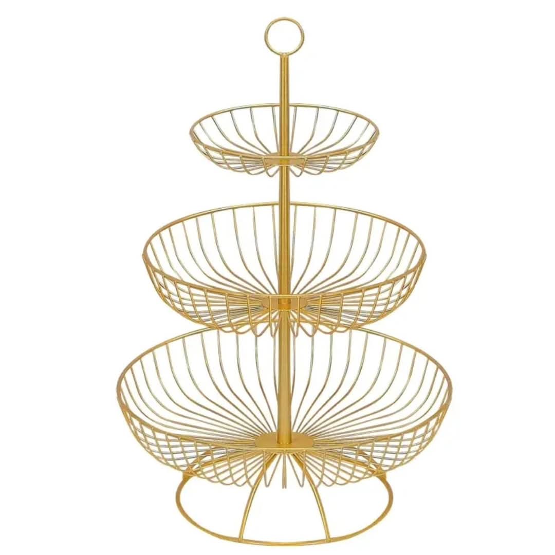 Luxury 3-Tier Vegetable and Fruit Rack in Gold and Black