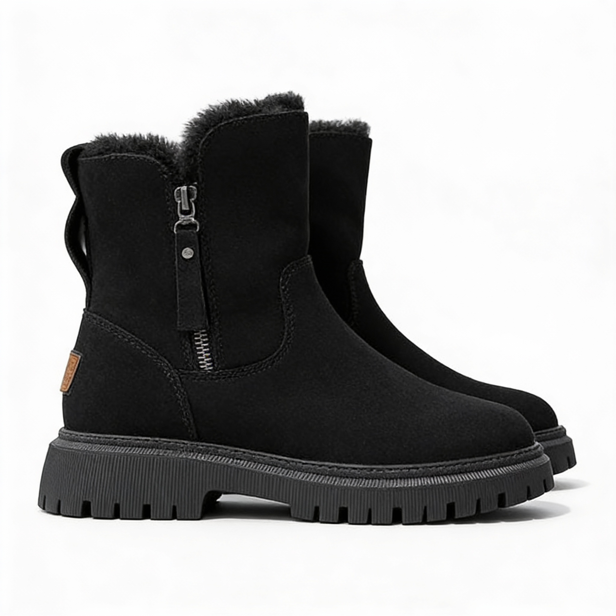 Warm Ladies Winter Boots – Mid-Calf Boots with Fur Lining and Non-Slip Sole